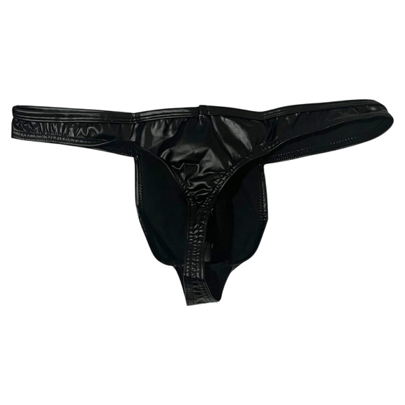 Faux‎ Leather Thong Black Size M (28-30) NWT - Picture 3 of 7